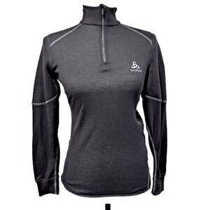 ODLO Women's Black Long Sleeve 1/4 Zip Baselayer Top Size S